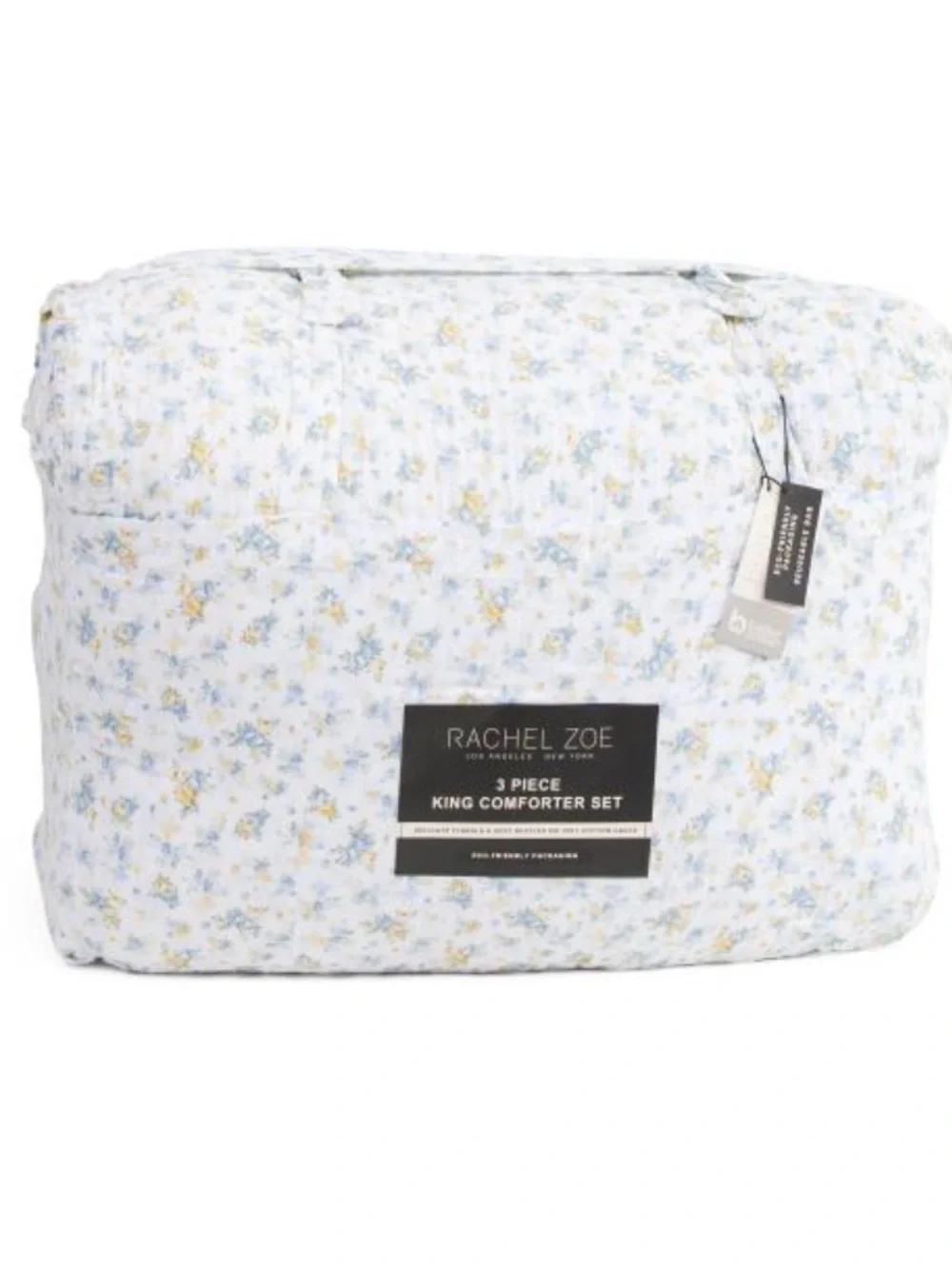 Rachel Zoe White Floral Comforter Set with Blue and Yellow Accents